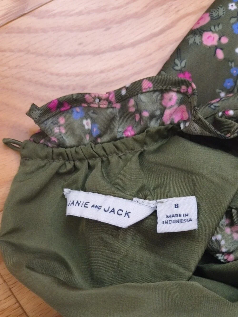 Janie and Jack Long Sleeve Floral Tiered Dress Green Size 8 NWOT